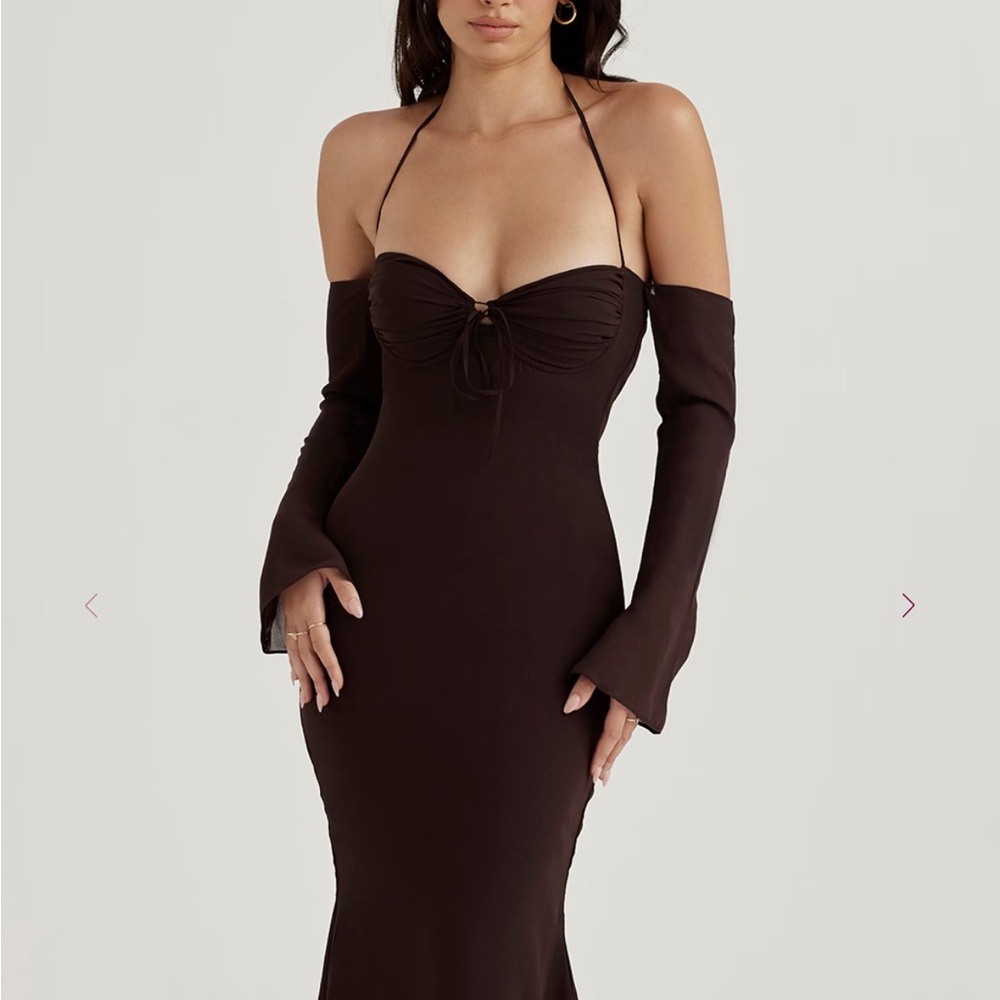 House of CB Chocolate Long Sleeve Dress